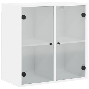 Wall cabinet with white glass doors 68x37x68.5 cm