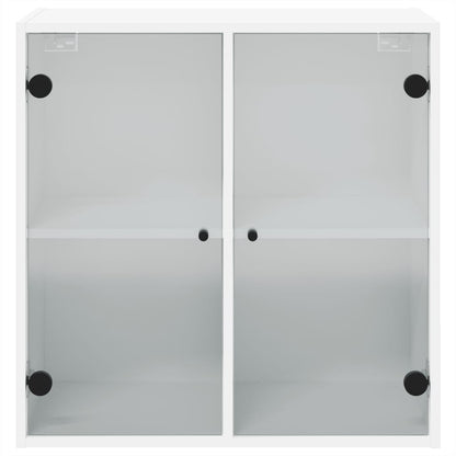 Wall cabinet with white glass doors 68x37x68.5 cm