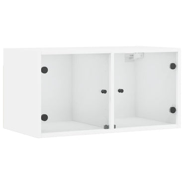 Wall cabinet with white glass doors 68.5x37x35 cm