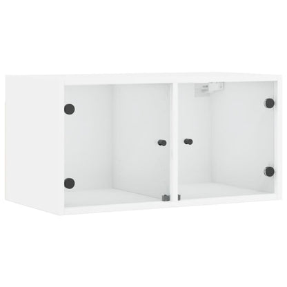 Wall cabinet with white glass doors 68.5x37x35 cm