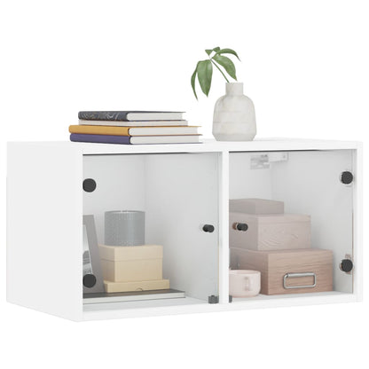 Wall cabinet with white glass doors 68.5x37x35 cm