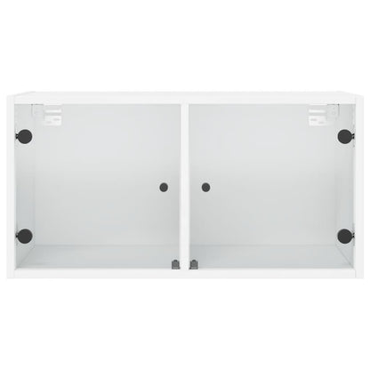 Armoires murales avec portes en verre 2 pcs blanc 68,5x37x35 cm