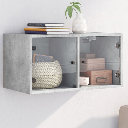 Wall cabinet with concrete gray glass doors 68.5x37x35 cm