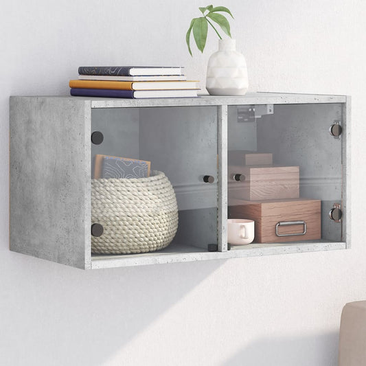Wall cabinet with concrete gray glass doors 68.5x37x35 cm