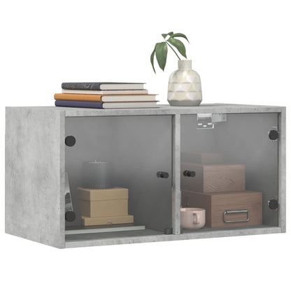 Wall cabinets and glass doors 2pcs Gray concrete 68.5x37x35cm