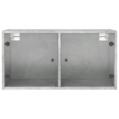 Wall cabinets and glass doors 2pcs Gray concrete 68.5x37x35cm
