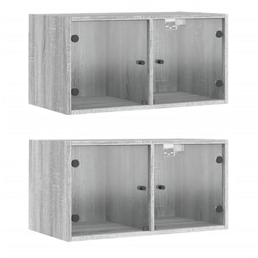 Wall cupboards 2 pcs Sonoma Gray 68.5x37x35 cm
