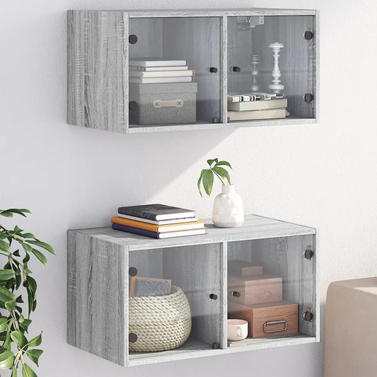 Wall cupboards 2 pcs Sonoma Gray 68.5x37x35 cm