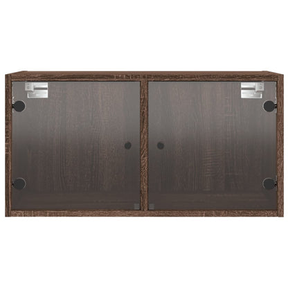 Armoires murales portes vitrées 2 pcs chêne marron 68,5x37x35cm