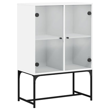 Armadio laterale con porte di vetro bianco 69x37x100 cm