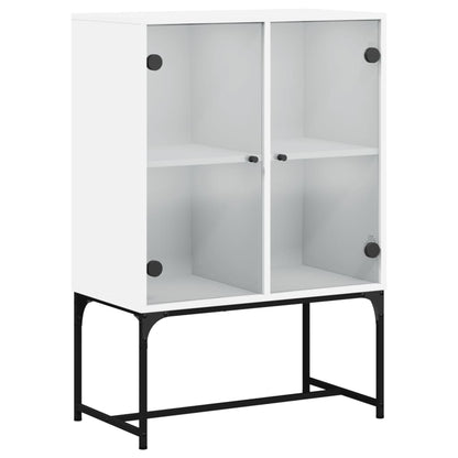 Armadio laterale con porte di vetro bianco 69x37x100 cm