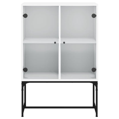 Armadio laterale con porte di vetro bianco 69x37x100 cm