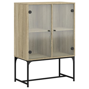 Cabinet laterale con porte di vetro in quercia Sonoma 69x37x100 cm