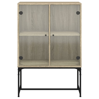 Cabinet laterale con porte di vetro in quercia Sonoma 69x37x100 cm