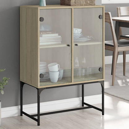 Cabinet laterale con porte di vetro in quercia Sonoma 69x37x100 cm