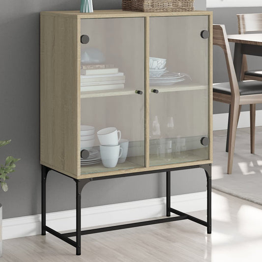 Cabinet laterale con porte di vetro in quercia Sonoma 69x37x100 cm