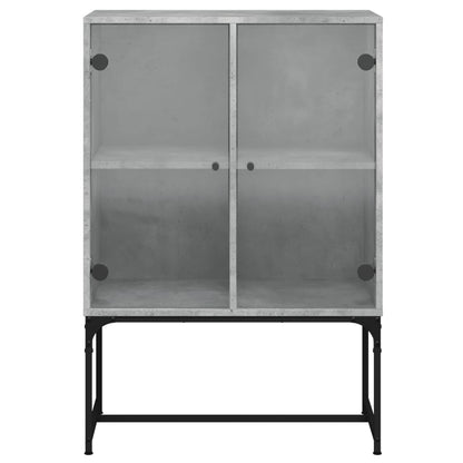 Armadio laterale con porte di vetro grigio in cemento 69x37x100 cm