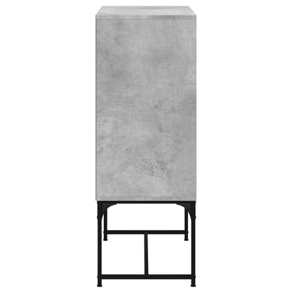 Armadio laterale con porte di vetro grigio in cemento 69x37x100 cm
