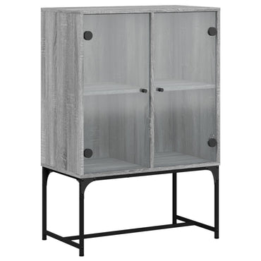 Armadio laterale con porte di vetro Sonoma grigio 69x37x100 cm
