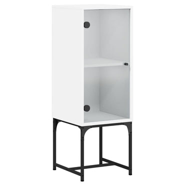 Armadio laterale con porta in vetro bianco 35x37x100 cm