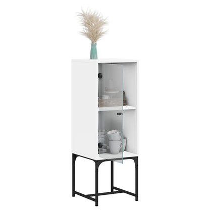 Armadio laterale con porta in vetro bianco 35x37x100 cm
