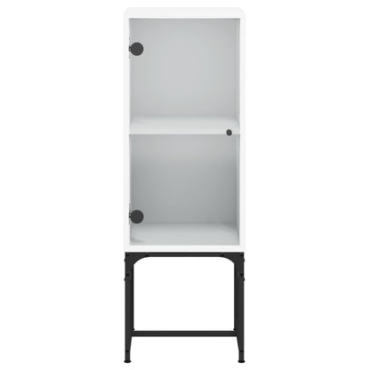 Armadio laterale con porta in vetro bianco 35x37x100 cm