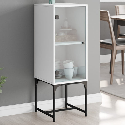 Armadio laterale con porta in vetro bianco 35x37x100 cm