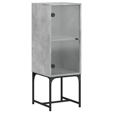 Armadio laterale con porta in vetro grigio in cemento 35x37x100 cm