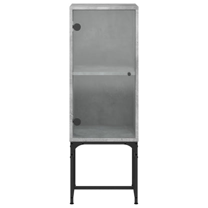 Armadio laterale con porta in vetro grigio in cemento 35x37x100 cm