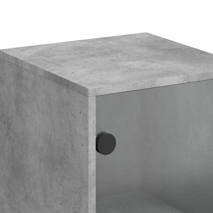 Armadio laterale con porta in vetro grigio in cemento 35x37x100 cm