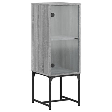 Armadio laterale con porta di vetro Sonoma grigio 35x37x100 cm