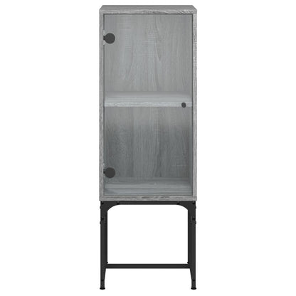 Armadio laterale con porta di vetro Sonoma grigio 35x37x100 cm