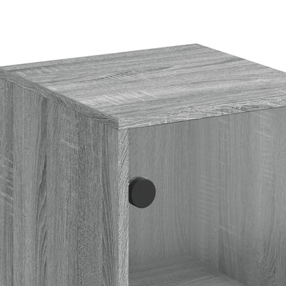 Armadio laterale con porta di vetro Sonoma grigio 35x37x100 cm