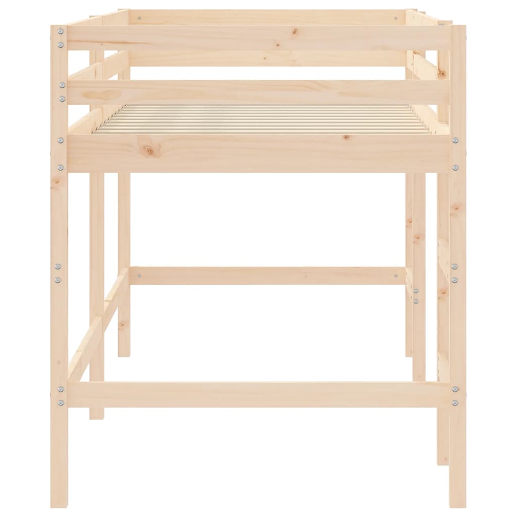 Mezanine cama crianças em pinheiro sólido, branco ou preto