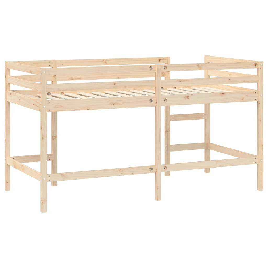 Lit mezzanine enfants en pin massif, blanc ou noir