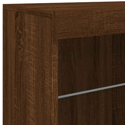 Buffet avec lumières LED chêne marron 60,5x37x67 cm