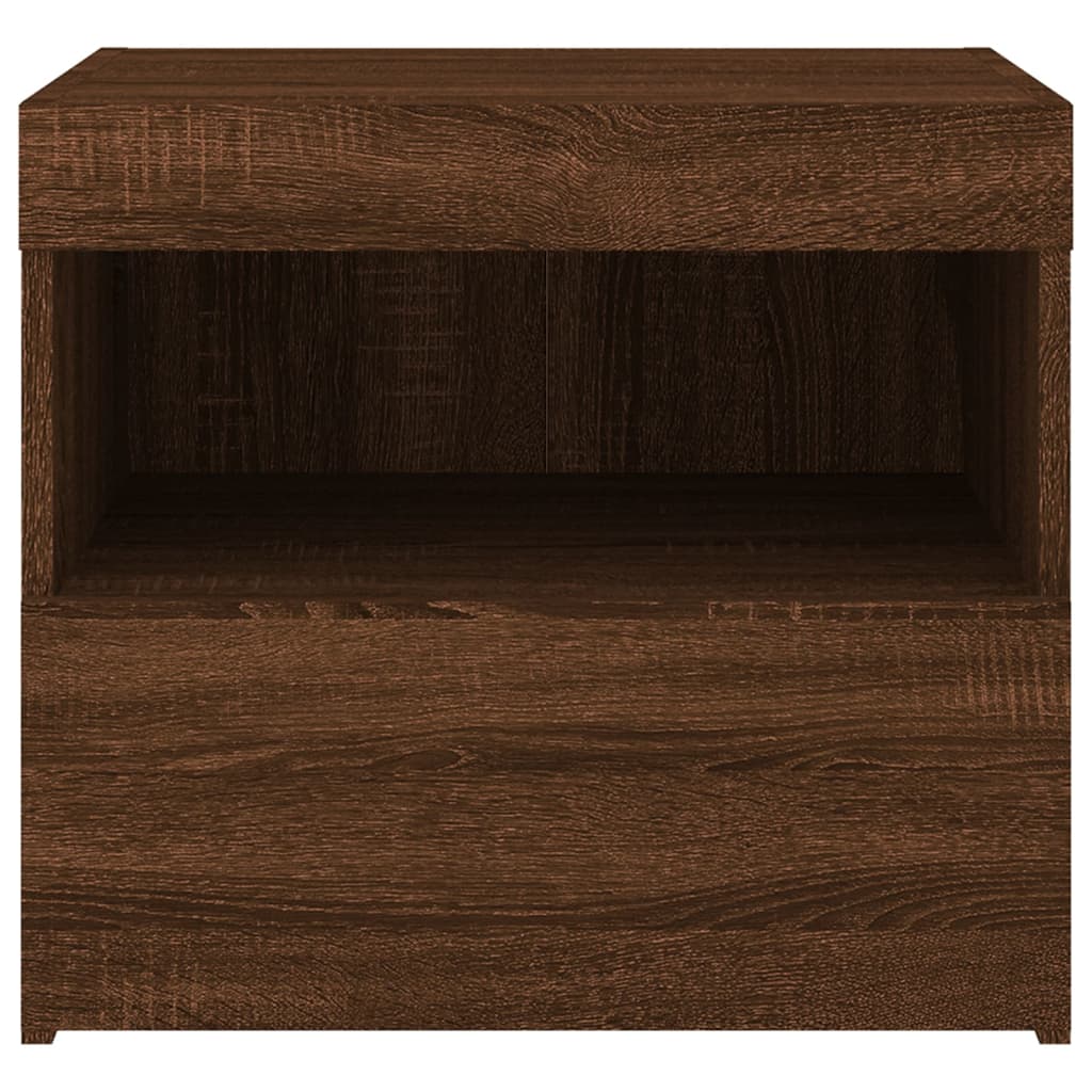 Tables de chevet et lumières LED 2 pcs chêne marron 50x40x45 cm