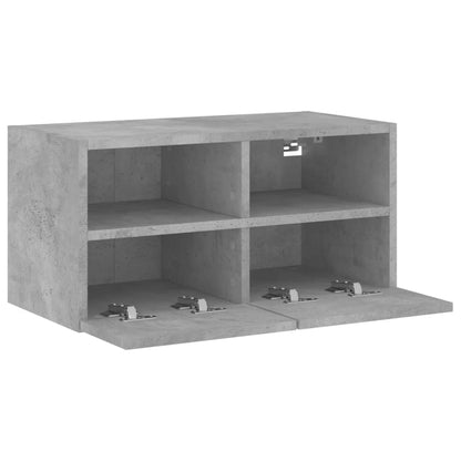 Meuble TV mural gris béton 60x30x30 cm bois d'ingénierie
