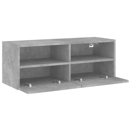 Meuble TV mural gris béton 80x30x30 cm bois d'ingénierie