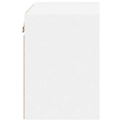 Tables de chevet murales avec lumières LED 2 pcs blanc