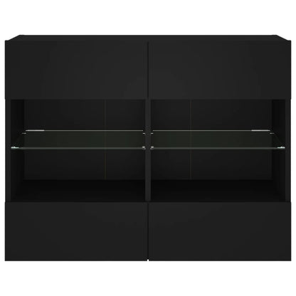 Meuble TV mural avec lumières LED noir 78,5x30x60,5 cm