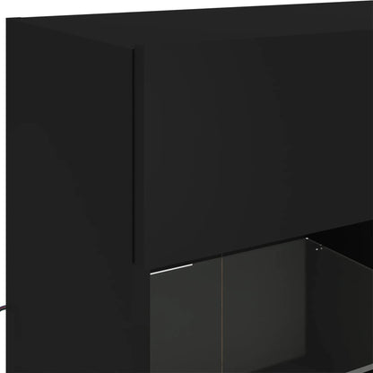 Meuble TV mural avec lumières LED noir 78,5x30x60,5 cm