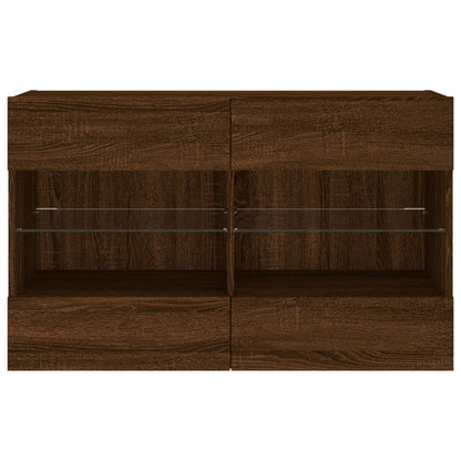 Meuble TV mural avec lumières LED chêne marron 98,5x30x60,5 cm
