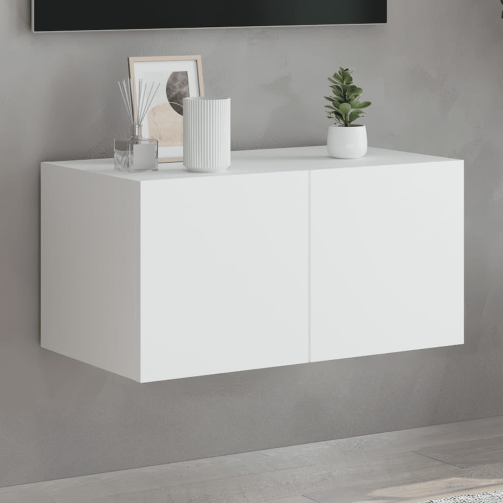 Meuble TV mural avec lumières LED blanc 60x35x31 cm
