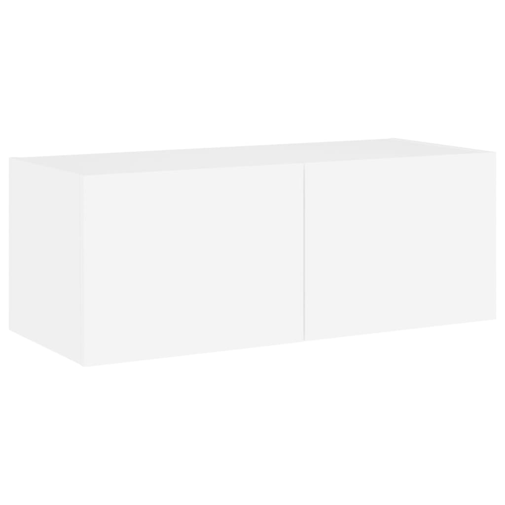 Meuble TV mural avec lumières LED blanc 80x35x31 cm
