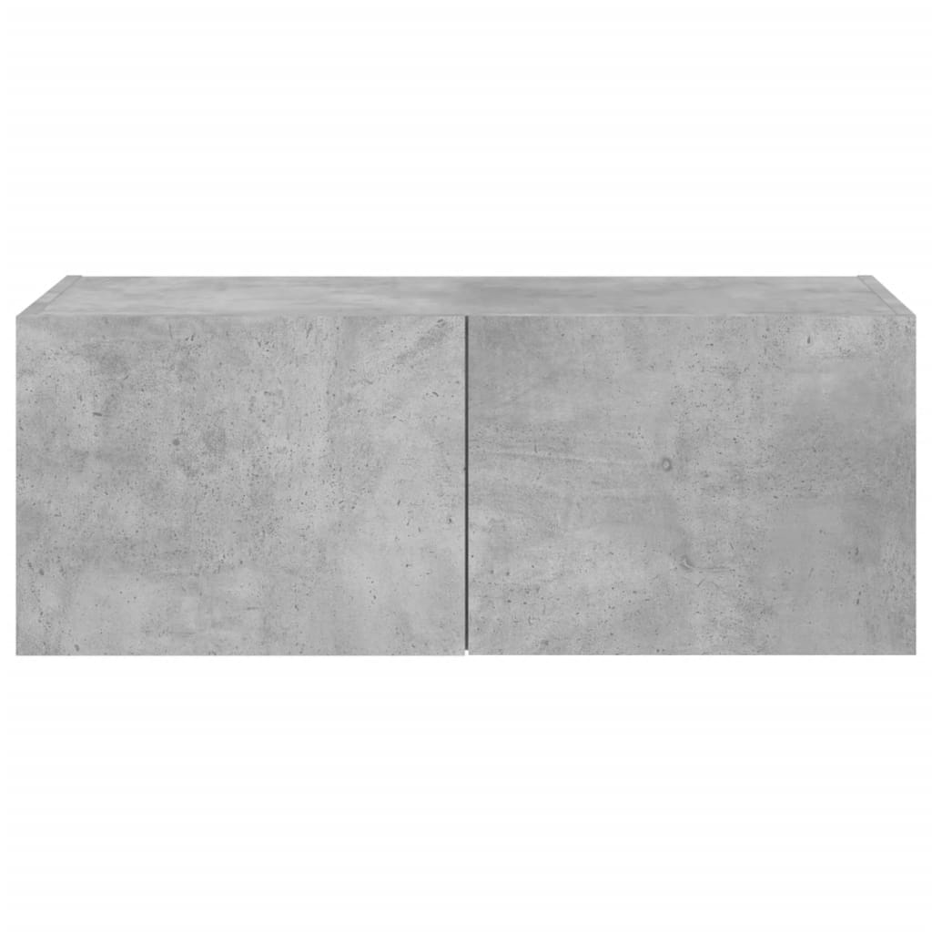 Meuble TV mural avec lumières LED gris béton 80x35x31 cm