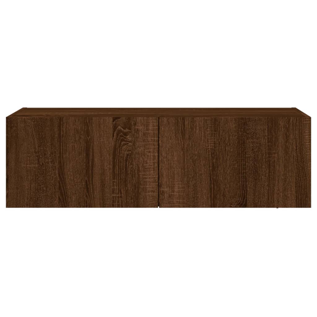 Meuble TV mural avec lumières LED chêne marron 100x35x31 cm