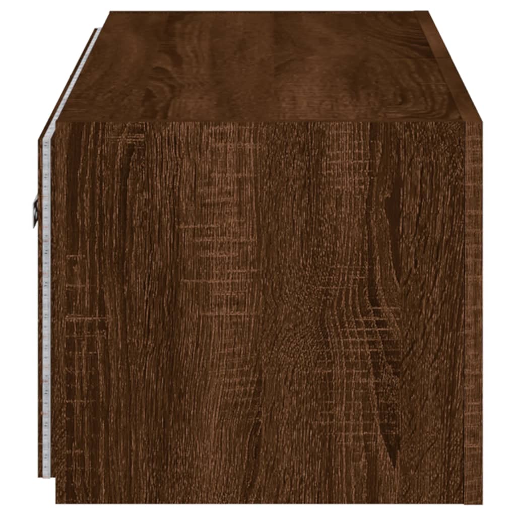 Meuble TV mural avec lumières LED chêne marron 100x35x31 cm