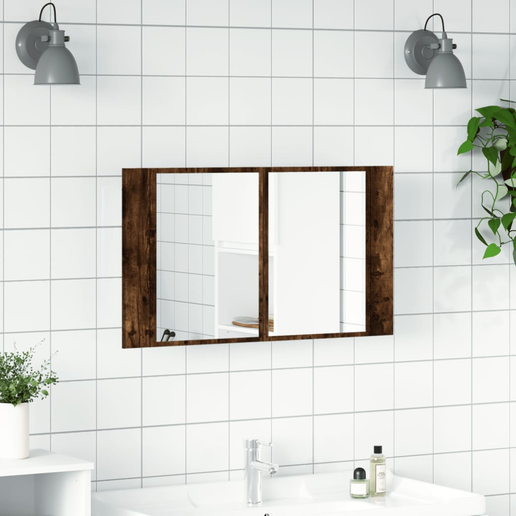 ACRILICO ACRILICO ACRILICO ACRILICO 80X12x45 a specchio a led in quercia affumicata