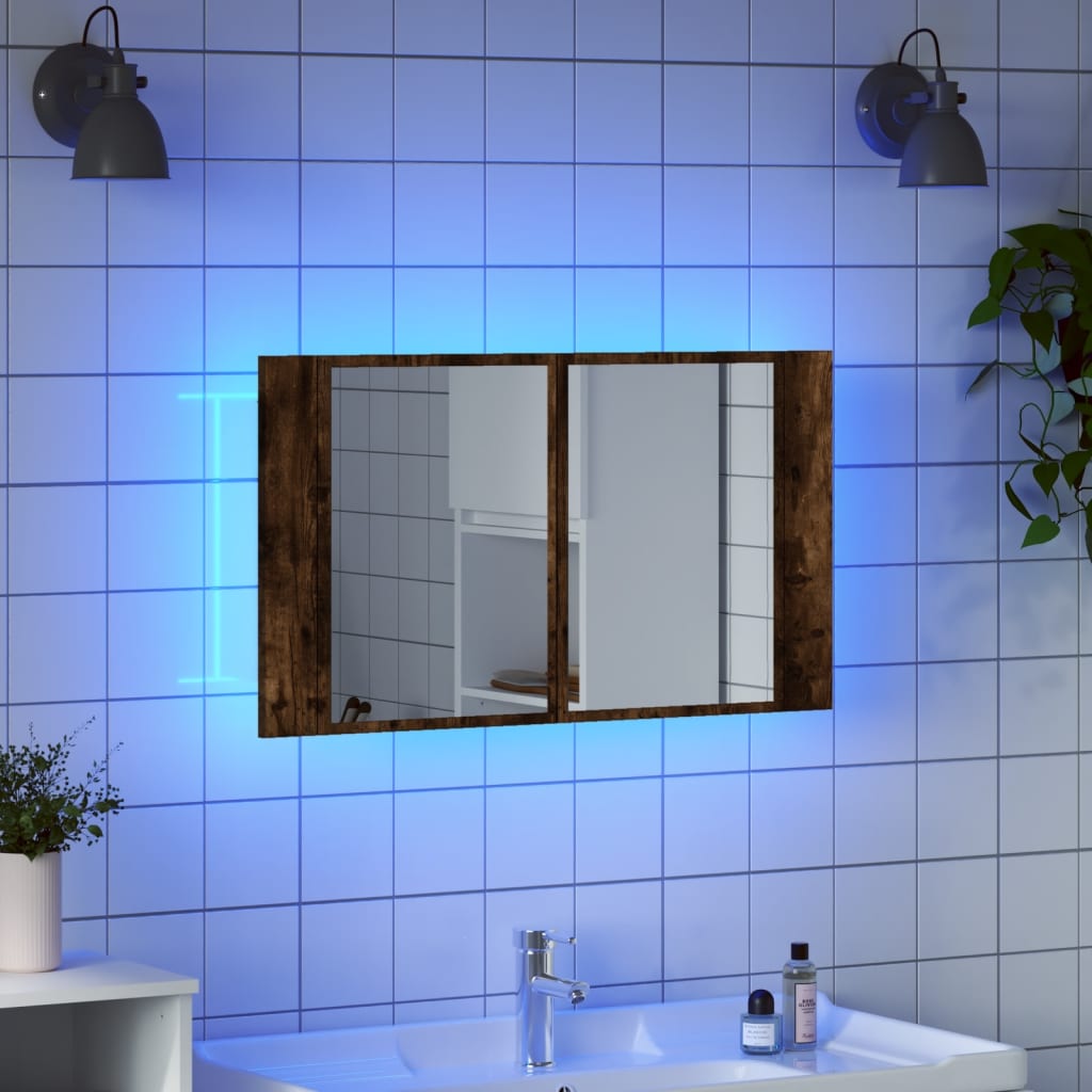 ACRILICO ACRILICO ACRILICO ACRILICO 80X12x45 a specchio a led in quercia affumicata